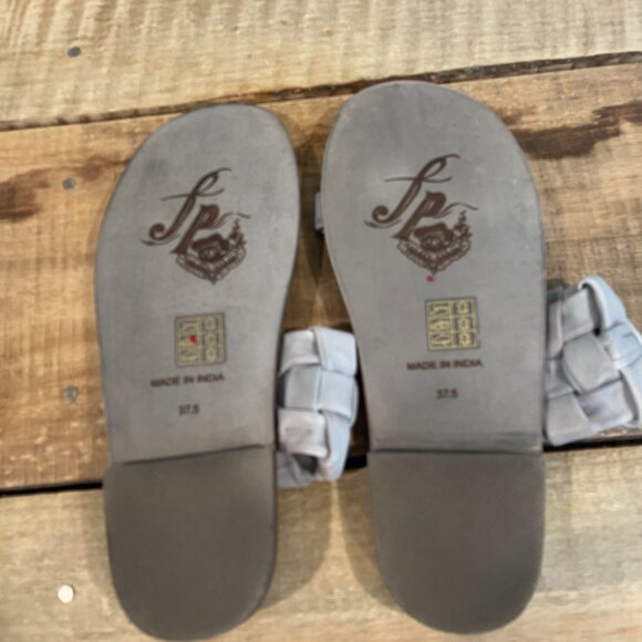 🖤 Free People Winding River Slip-On Flat Quilted Woven Sandals Grey Blue - Picture 5 of 10